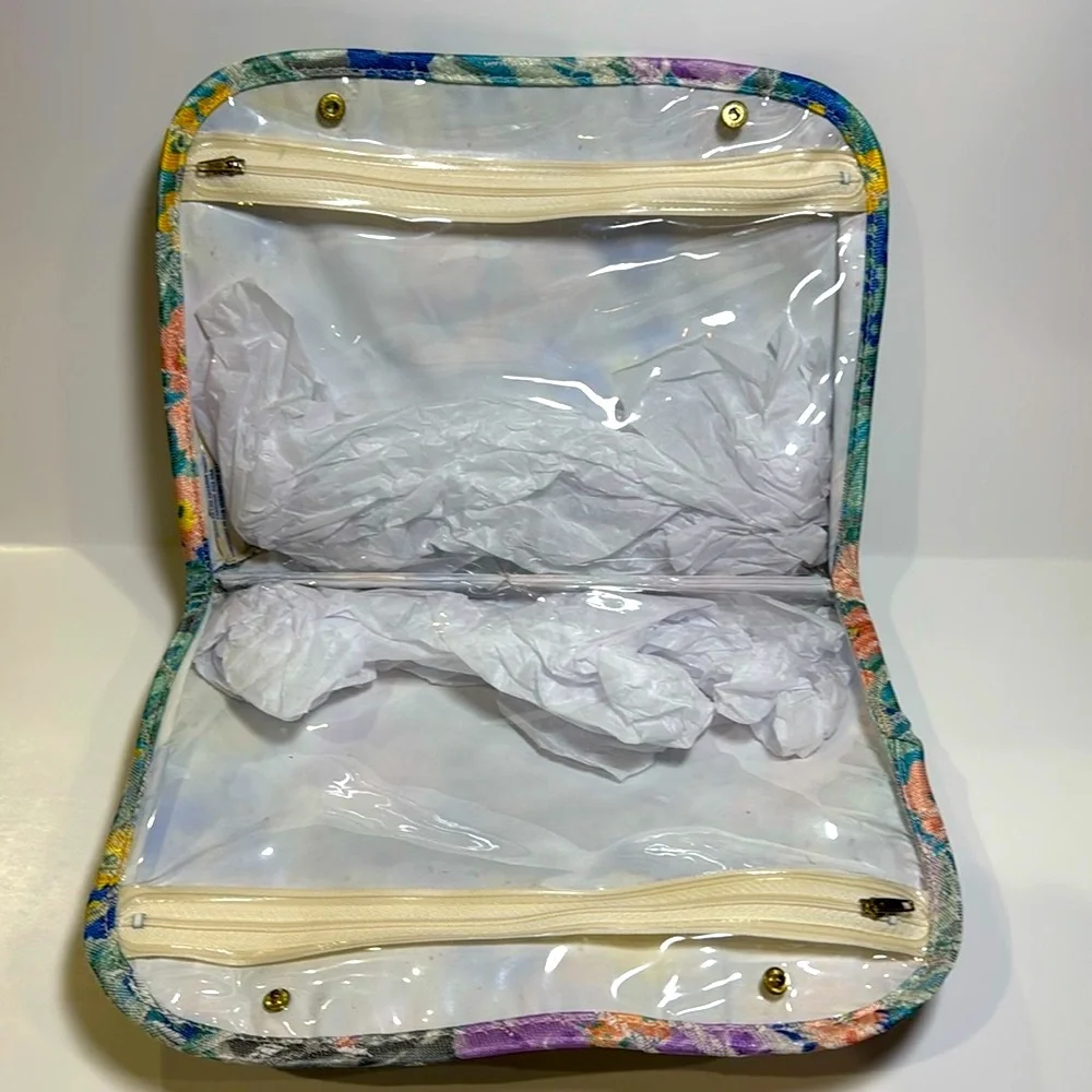 Vintage Siris Floral Tapestry 3 Piece Set Cosmetic Travel Bag Vanity Organizer